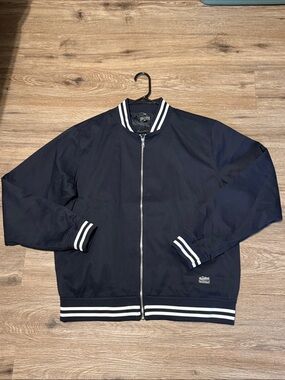 Benny Gold Men's Navy Track Jacket with Striped Trim Size M